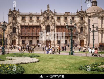 Lima, Peru, 31. Mai 2018: Blick auf den Erzbischofspalast von Lima Stockfoto