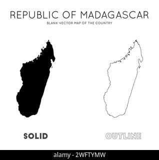 Madagaskar Karte. Leere Vektorkarte des Landes. Grenzen Madagaskars für Ihre Infografik. Vektorabbildung. Stock Vektor