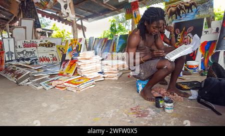 Lokaler Maler in Stone Town Sansibar Stockfoto