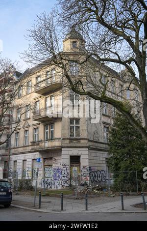 Leeres Wohngebäude Stubenrauchstraße Ecke Odenwaldstraße, Friedenau, Berlin, Deutschland Stockfoto