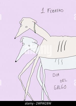 Digitale Illustration für den Welt-Galgo-Tag Stockfoto