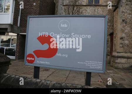 HTB Onslow Square Church (St Paul's Onslow Square Church) Schild ein denkmalgeschütztes Gebäude aus dem Jahr 1860, Architekt James Edmeston South Kensington Londo Stockfoto