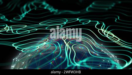 Bild der Datenverarbeitung über ein Netzwerk von Verbindungen Stockfoto