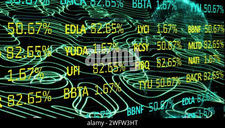 Bild der Verarbeitung von Finanzdaten über ein Netzwerk von Verbindungen Stockfoto