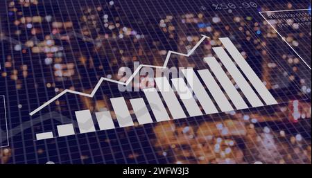 Bild der Verarbeitung finanzieller Daten über dem Stadtbild Stockfoto