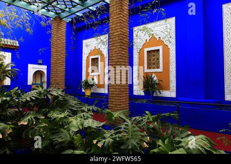 Der Majorelle Garten ist ein 1 Hektar großer botanischer Garten und ein Landschaftsgarten von Künstlern in Marrakesch, Marokko. Stockfoto