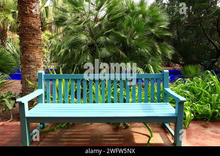 Der Majorelle Garten ist ein 1 Hektar großer botanischer Garten und ein Landschaftsgarten von Künstlern in Marrakesch, Marokko. Stockfoto