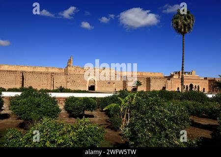 El-Badi-Palast ist ein zerstörten Palast in Marrakesch, Marokko Stockfoto