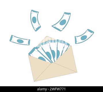Geldumschlag mit Bargeld. Flache Illustration des Investments Vektors isoliert auf weißem Hintergrund. Stock Vektor