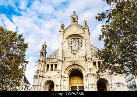 Außenansicht der Katharinenkirche aus dem späten 19. Jahrhundert, Brüssel, Belgien Stockfoto