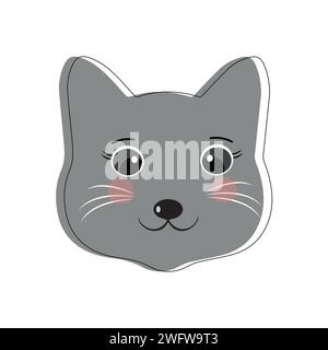Katze Haustier Kopf Gesicht Icon, Vektor Illustration von lustigen Karikaturkatzen, Katze Gesicht mit verschiedenen Ausdrücken und Mustern Vektor Illustration flache Design. Stock Vektor