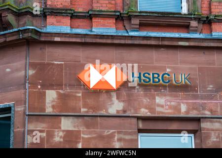 Wolverhampton, England – Januar 31 2024: Beschilderung der High Street Bank, HSBC Stockfoto