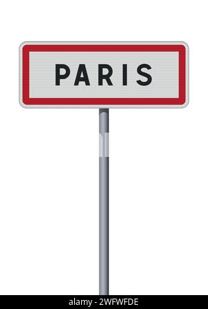 Vektor-Illustration der Stadt Paris (Frankreich) Eingang Straßenschild auf Metallmast Stock Vektor