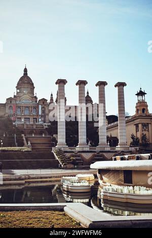 Brunnen von montjuic in barcelona, spanien am 4. januar 2022 Stockfoto