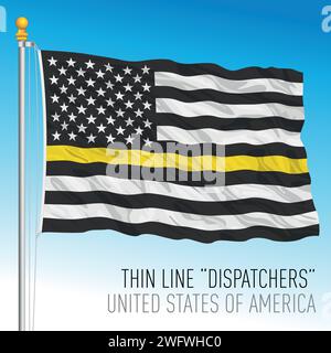 USA, dünne, gelbe schwenkende Flagge, Dispatcher-Symbol, USA, Vektorillustration Stock Vektor