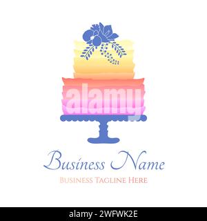 Mehrfarbiges Regenbogenkuchen-Logo für Bäckerei oder Geburtstagsfeier Stock Vektor