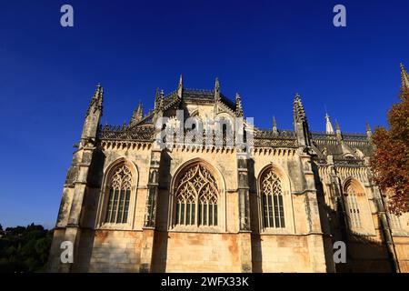 Das Kloster Batalha ist ein Dominikanerkloster in der Gemeinde Batalha im Bezirk Leiria in der Region Centro in Portugal Stockfoto