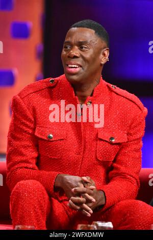 Colman Domingo während der Dreharbeiten für die Graham Norton Show im BBC Studioworks 6 Television Centre, Wood Lane, London, die am Freitagabend auf BBC One ausgestrahlt werden. Bilddatum: Donnerstag, 1. Februar 2024. Foto: Matt Crossick/PA Wire Stockfoto