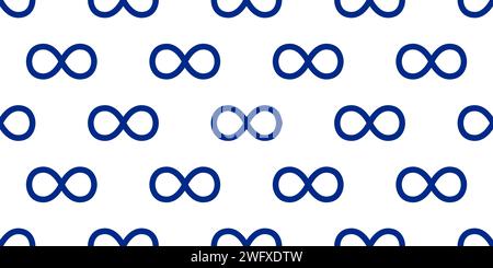 Nahtloses blaues Infinity-Symbol-Muster, das sich vertikal und horizontal wiederholt Stock Vektor