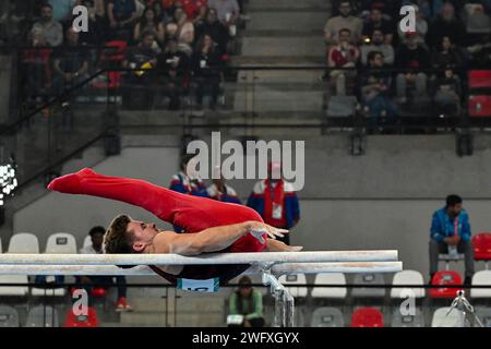 Santiago, Chile, 23. Oktober 2023, Emard Williami (CAN) während der Gymnastik - Männer künstlerische Kunst bei den Pan American Games 2023 Stockfoto