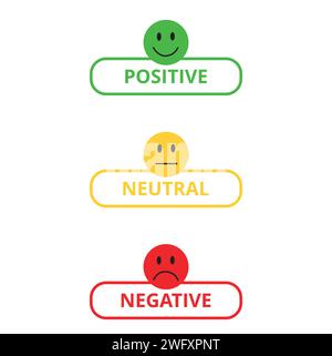 Anzeichen für Zufriedenheit mit der Gesichtsform auf weißem Hintergrund mit Kopierraum Stock Vektor
