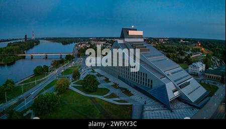 Blick auf die lettische Nationalbibliothek in Riga. Stockfoto
