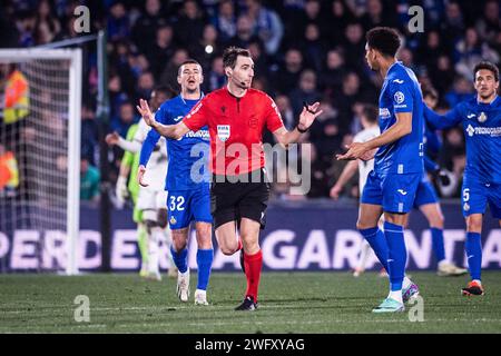 Getafe, Spanien. Februar 2024. La Liga Fußballspiel: Getafe gegen Real Madrid im Coliseum Alfonso Perez Stadium in Getafe, Madrid, 01. Februar 2024 900/Cordon PRESS Credit: CORDON PRESS/Alamy Live News Stockfoto