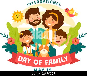 Internationaler Tag der Familie Vektor-Illustration mit Mama, Vater und Kind Charakter zum Glück und Liebe Feier im flachen Kinder Zeichentrickhintergrund Stock Vektor