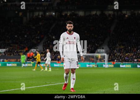 Wolverhampton, Großbritannien. Februar 2024. Bruno Fernandes von Manchester United während des Premier League-Spiels Wolverhampton Wanderers gegen Manchester United in Molineux, Wolverhampton, Vereinigtes Königreich, 1. Februar 2024 (Foto: Gareth Evans/News Images) in Wolverhampton, Vereinigtes Königreich am 1. Februar 2024. (Foto: Gareth Evans/News Images/SIPA USA) Credit: SIPA USA/Alamy Live News Stockfoto