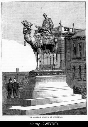 Die Statue des Generalmajor Charles George Gordon CB (1833–1885), auch bekannt als Chinese Gordon, Gordon Pascha und Gordon of Khartum, war ein Offizier und Verwalter der britischen Armee. Veröffentlicht um 1880 Stockfoto