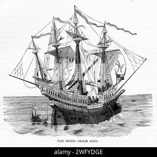Henry Grace à Dieu, auch bekannt als Great Harry, war im 16. Jahrhundert ein englisches Kriegsschiff der Königsflotte und zu ihrer Zeit das größte Kriegsschiff der Welt Stockfoto