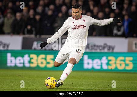 Wolverhampton, Großbritannien. Februar 2024. Wolverhampton, England, 1. Februar 2024: Casemiro von man United im Spiel der Premier League zwischen Wolverhampton Wanderers und Manchester United im Molineux Stadium in Wolverhampton, England (Richard Callis/SPP) Credit: SPP Sport Press Photo. /Alamy Live News Stockfoto