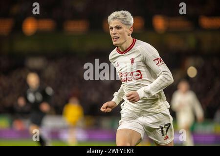 Wolverhampton, Großbritannien. Februar 2024. Wolverhampton, England, 1. Februar 2024: Alejandro Garnacho von man United während des Premier League-Fußballspiels zwischen Wolverhampton Wanderers und Manchester United im Molineux Stadium in Wolverhampton, England (Richard Callis/SPP) Credit: SPP Sport Press Photo. /Alamy Live News Stockfoto