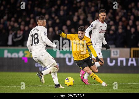 Wolverhampton, Großbritannien. Februar 2024. Wolverhampton, England, 1. Februar 2024: Pedro Neto von den Wolves in Aktion während des Premier League-Fußballspiels zwischen Wolverhampton Wanderers und Manchester United im Molineux Stadium in Wolverhampton, England (Richard Callis/SPP) Credit: SPP Sport Press Photo. /Alamy Live News Stockfoto