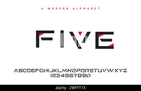 Kreative Schriftart. Moderne abstrakte digitale TECH-Schriftart. Symbol Creative font, type, Technology, Movie, digital, Musik, Film. Schriftarten und Illustration Stock Vektor