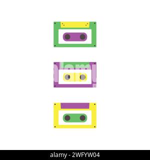 Retro Classic Kassettenband Regenbogenfarben Clipart Musik Aufnahme Radio Audio Vintage Niedliche Fall Illustration Stock Vektor