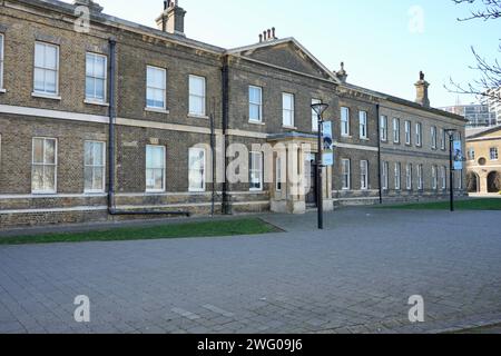 Das Historic Royal Laboratory Office, heute die James Clavell Library im Woolwich Arsenal. Woolwich, London, Großbritannien, 19. Januar 2024. Stockfoto