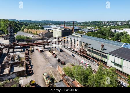 Hattingen – 9. August 2022: Henrichshutte, ein stillgelegtes Stahlwerk mit Hochofen. Heute ein Kulturerbe-Industriemuseum für Eisen und ste Stockfoto