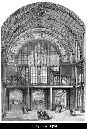 Eröffnung der Internationalen Ausstellung: Eintritt in den westlichen Anbau, 1862. Die Internationale Ausstellung 1862 war eine Weltausstellung, die vom 1. Mai bis 1. November 1862 in South Kensington, London, stattfand. Heute befinden sich hier Museen wie das Naturkundemuseum und das Wissenschaftsmuseum. Aus Illustrated London News, 1862. Stockfoto