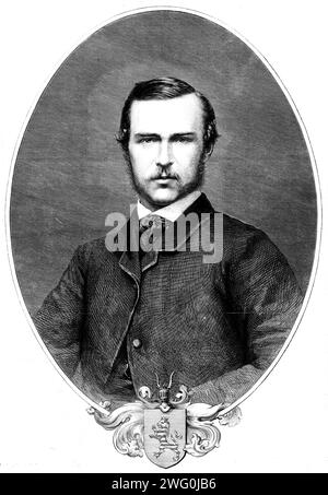 Seine Königliche Hoheit Prinz Ludwig von Hessen-Darmstadt, 1862. Ludwig IV., Großherzog von Hessen, heiratete am 1. Juli 1862 Prinzessin Alice, eine Tochter von Königin Victoria und Prinz Albert. "...wir wissen, dass Prinz Ludwig von Hessen die bewusste Wahl des Fürstengeschlechts war, und auf sein Urteil in der Auswahl eines Ehemannes für sein Kind, wie in den meisten anderen Dingen, beruht dieses Land auf äußerster Zuversicht. Deshalb nehmen wir persönlich den Fremden unter uns auf, bereitwillig und fröhlich, auf den Glauben dessen, der ihn als einen wählte und bewilligte, der die nächste und heikelste Re gehabt hätte Stockfoto