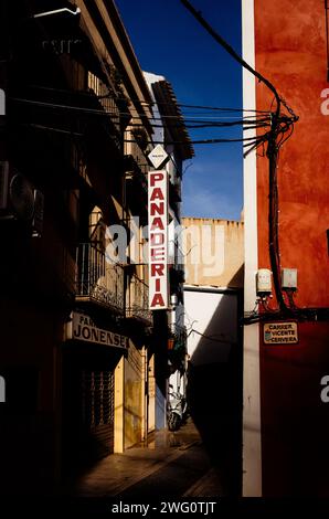 Farbenfrohe Häuser in Villajoyosa, Spanien Stockfoto