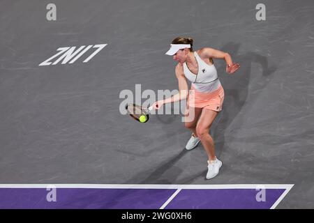 Linz, Oberösterreich, Österreich. Februar 2024. Ekaterina Alexandrova in Aktion während der Oberösterreich Damen Linz - Damen Tennis, WTA500 (Credit Image: © Mathias Schulz/ZUMA Press Wire) NUR REDAKTIONELLE VERWENDUNG! Nicht für kommerzielle ZWECKE! Stockfoto