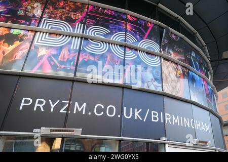 Broad Street, Birmingham 2. Februar 2024 - der Nachtclub PRYZM an der Broad Street in Birmingham wurde als Teil der Rekom UK Group geschlossen. Die Heidi's Bier Bar in Birmingham wurde vor der Schließung gerettet, da sie die Verkaufsprognosen weiterhin übertroffen hat. Quelle: Stop Press Media/Alamy Live News Stockfoto