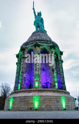 Hermannsdenkmal, beleuchtet, Teutoburger Wald, Detmold, Nordrhein-Westfalen, Deutschland Stockfoto