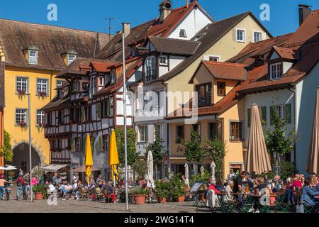 Meersburg am Bodensee, Schlossplatz, Restaurant, Fachwerkhaus, Fassaden, Baden-Württemberg, Deutschland Stockfoto