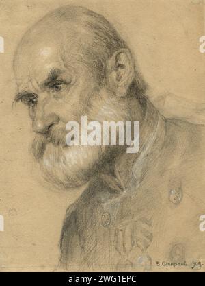 Das behinderte Retiree der Kaiserlichen Garde. Irkutsk, 1904. Boris Wassiliewitsch Smirnow (1881–1954) war ein russischer Künstler, der 1904 mit Gefangenentransporten aus Westrussland durch Sibirien reiste. Auf dem Weg schuf er eine Reihe von Zeichnungen und Aquarellen der Menschen und Orte, denen er begegnete. Nowosibirsk Staatliches Museum für Regionalgeschichte und Folklife Stockfoto