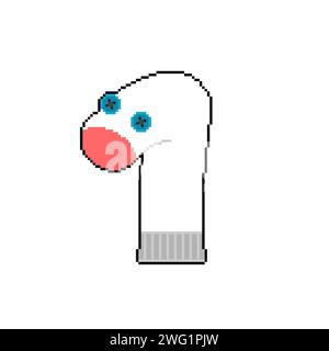 Socken Puppe Pixel Art. Socken Puppe zeigt 8 Bit Stock Vektor