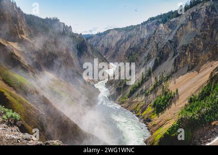 Blick hinunter auf den Grand Canyon des Yellowstone River im Yellowstone National Park Stockfoto