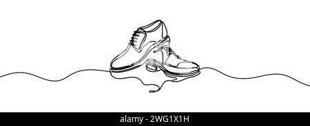 Klassische Herrenschuhe im Stil eines durchgehenden, einzeiligen Musters. Stock Vektor