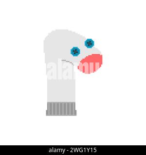 Socken Puppe Pixel Art. Socken Puppe zeigt 8 Bit Stock Vektor